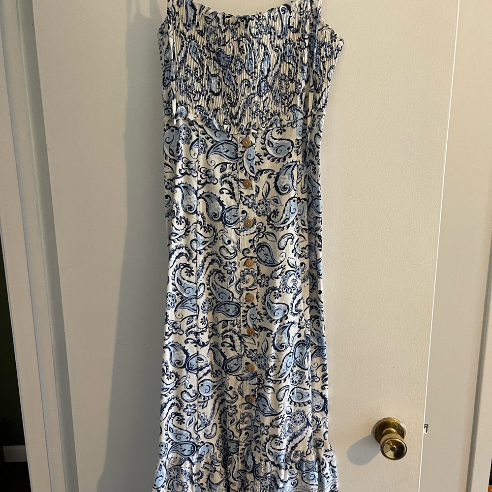 Zara Blue and White Patterned Dress